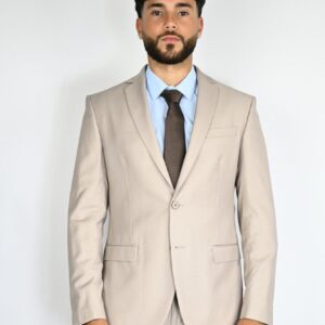 Costume 2 Pièces Ajusté Uni - Beige Clair