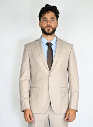 Costume 2 Pièces Ajusté Uni - Beige Clair