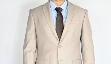 Costume 2 Pièces Ajusté Uni – Beige Clair