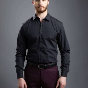 Chemise Slim Uni Poplin - Noir
