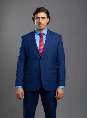 Costume 2 Pièces Ajusté Carreaux - Bleu Royale