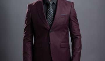 Costume 2 Pièces Slim Col Point Uni – Bordeaux