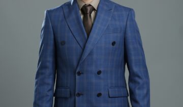 Costume 2 Pièces Slim Croisé Cole Pointe Carreaux – Bleu