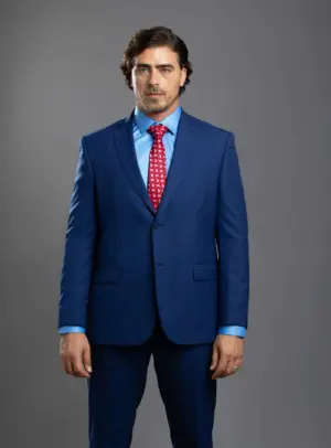 Costume 2 Pièces Ajusté Carreaux - Bleu Royale