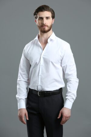 Chemise Slim Fit Uni Poplin - Blanc