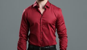 Chemise Slim Uni Satiné – Bordeaux