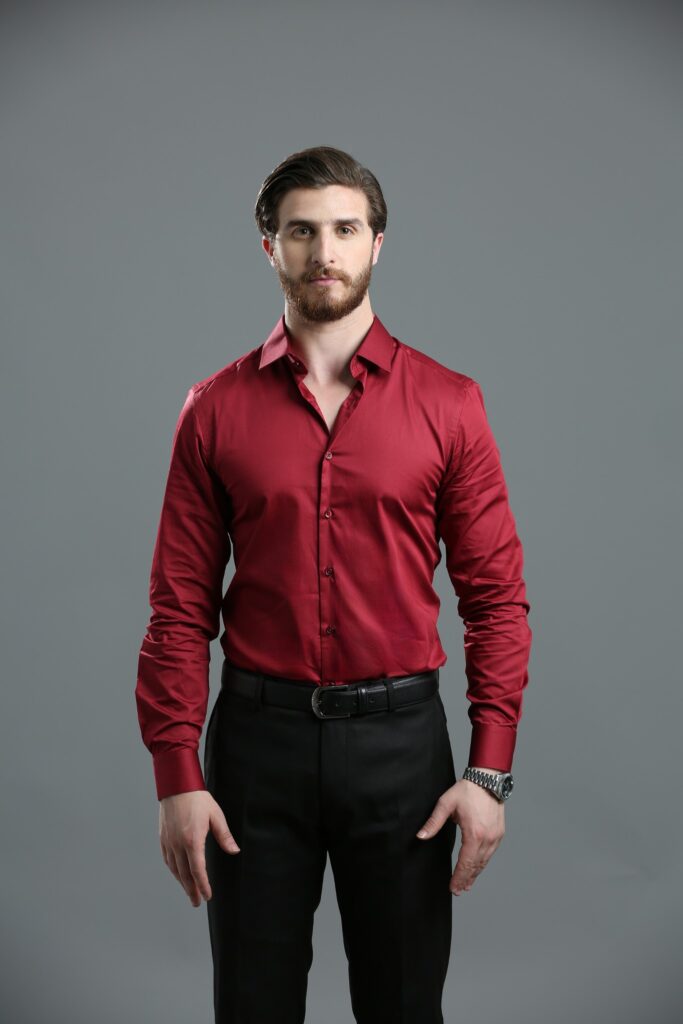 Chemise Slim Uni Satiné - Bordeaux