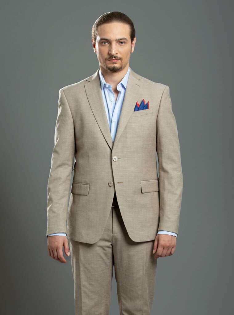 Costume 2 Pièces Slim Lin -  Beige