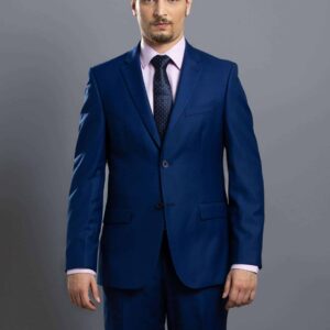 Costume 2 Pièces Ajusté Uni - Bleu Royale