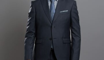 Costume 2 Pièces Col Pointe Slim Uni – Gris Anthracite