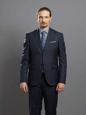 Costume 2 Pièces Col Pointe Slim Uni - Gris Anthracite