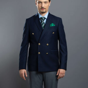 Blazer Croisé Uni Slim - Bleu Marine