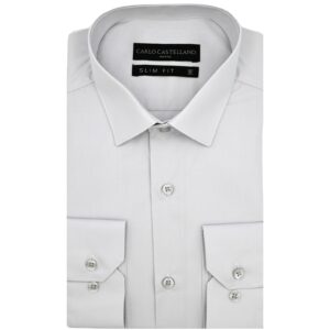 Chemise Slim Fit Uni Poplin - Gris Clair
