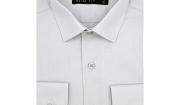 Chemise Slim Fit Uni Poplin – Gris Clair