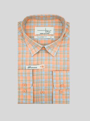 Chemise Ajustée Carreaux - Orange