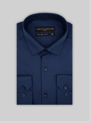 Chemise Slim Fit Uni Poplin - Marine