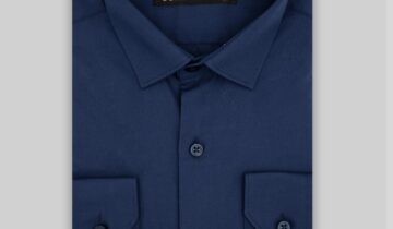 Chemise Slim Fit Uni Poplin – Marine