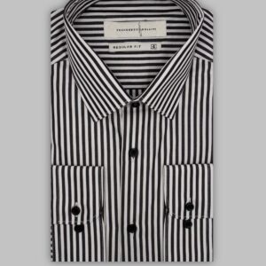 Chemise Ajustée Rayée Satinée - Noir