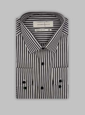 Chemise Ajustée Rayée Satinée - Noir