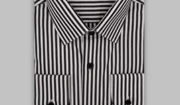 Chemise Ajustée Rayée Satinée – Noir