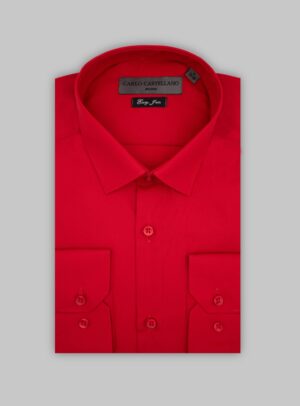 Chemise Slim Fit Uni Poplin - Rouge