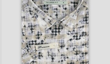 Chemise Ajustée imprimée pied de poule – Beige