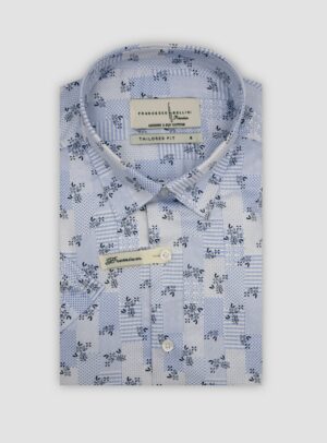 Chemise Ajustée imprimée floral - Bleu Ciel