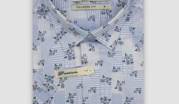Chemise Ajustée imprimée  floral – Bleu Ciel