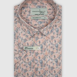 Chemise Ajustée imprimée Foral - Gris Rose