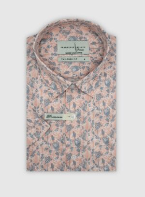Chemise Ajustée imprimée Foral - Gris Rose