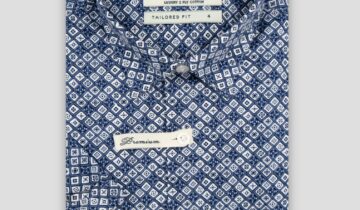 Chemise Ajustée imprimée Géométrique – Bleu Ciel