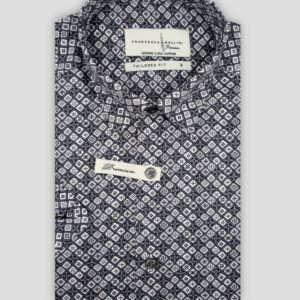 Chemise Ajustée imprimée Géométrique - Gris Noir