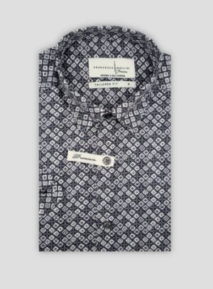 Chemise Ajustée imprimée Géométrique - Gris Noir