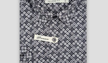 Chemise Ajustée imprimée Géométrique – Gris Noir