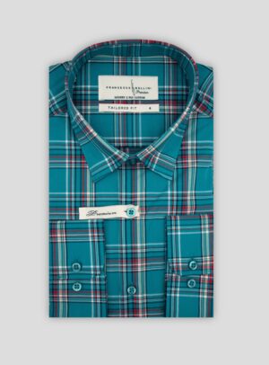 Chemise Ajustée Carreaux - Turquoise