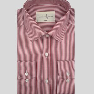 Chemise Ajustée Rayée satinée - Bordeaux