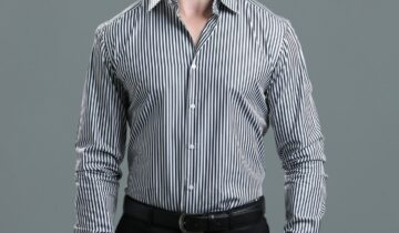 Chemise Ajustée Satiné Rayé – Noir