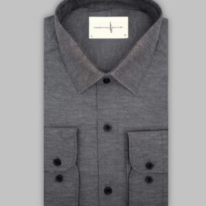 Chemise Ajustée Oxford Piqué – Noir
