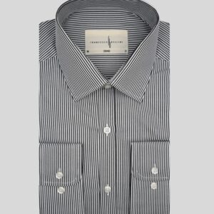 Chemise Ajustée Rayée satinée - Noir