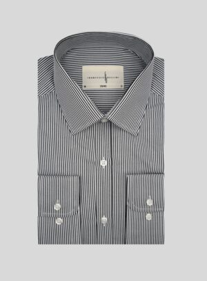 Chemise Ajustée Rayée satinée - Noir
