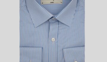 Chemise Ajustée Rayée satinée – Bleu Marine