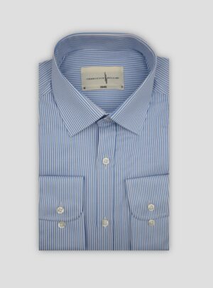 Chemise Ajustée Rayée satinée - Bleu Ciel