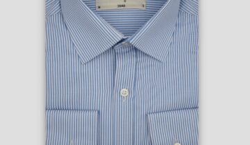 Chemise Ajustée Rayée satinée – Bleu Ciel