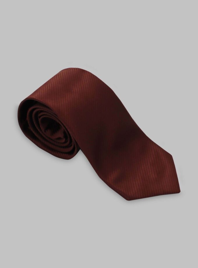 Cravate En Satin Diagonale - Marron