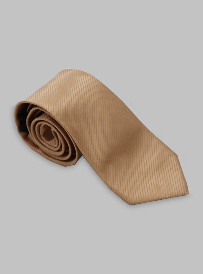 Cravate En Satin Diagonale - Beige