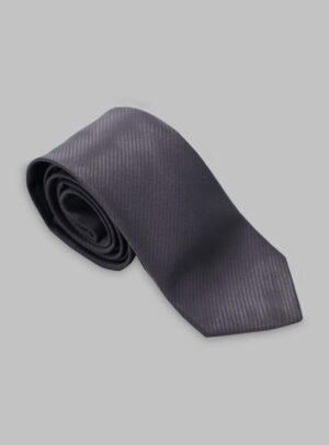 Cravate En Satin Diagonale - Gris Foncé