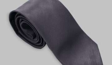 Cravate En Satin Diagonale – Gris Foncé