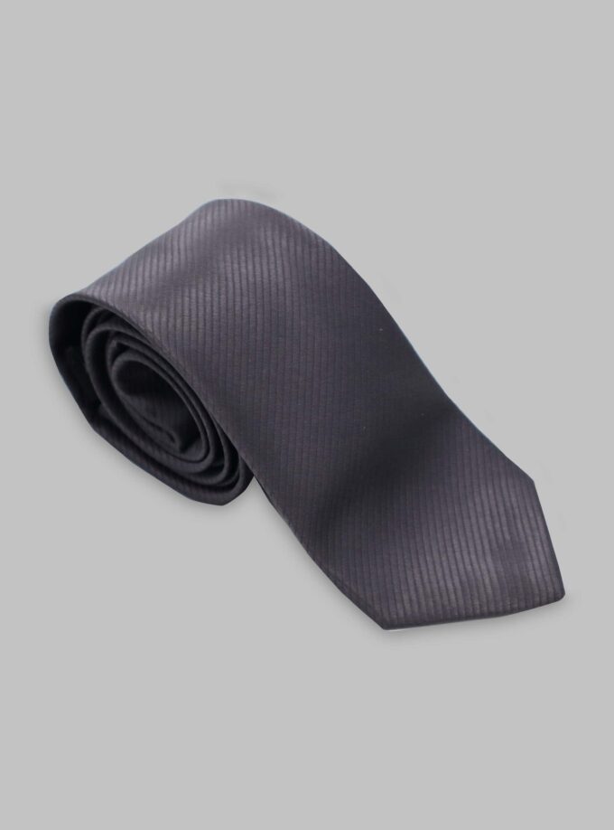 Cravate En Satin Diagonale - Gris Foncé