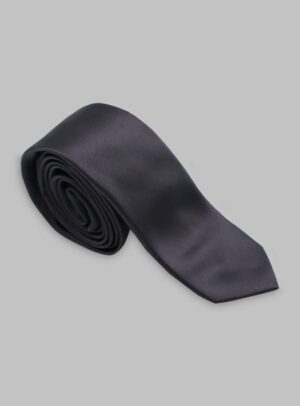 Cravate Slim En satin - Gris foncé