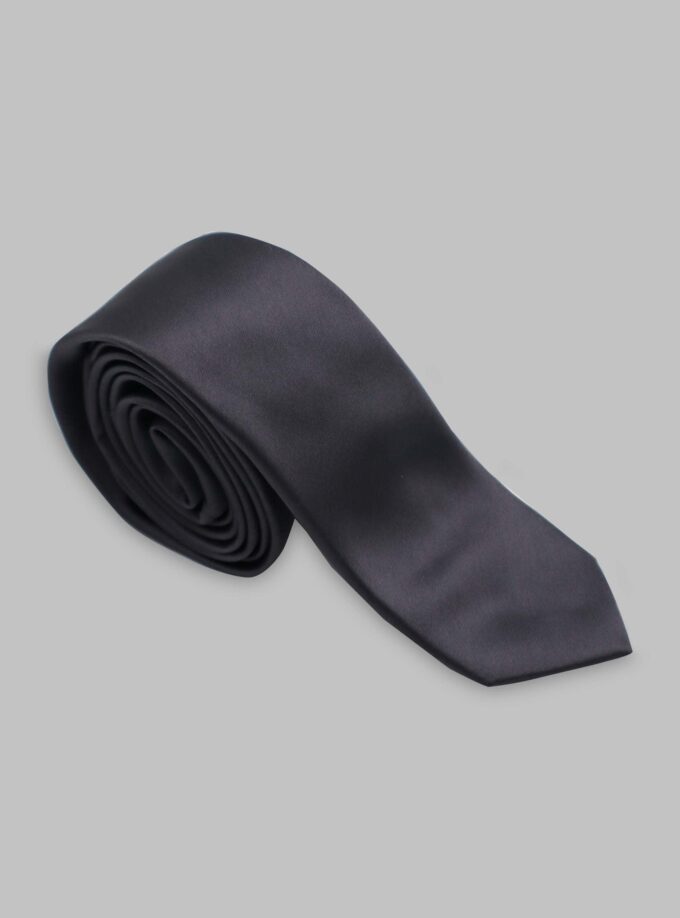Cravate Slim En satin - Gris foncé